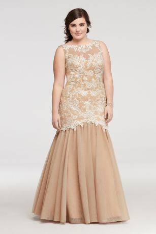 White Mesh Prom Dress